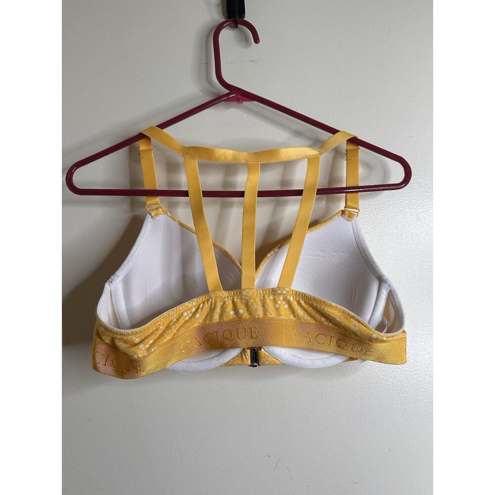 Cacique Size 38C Boost Plunge Yellow Floral Padded Bra Underwire Bandana Pattern - Picture 5 of 11